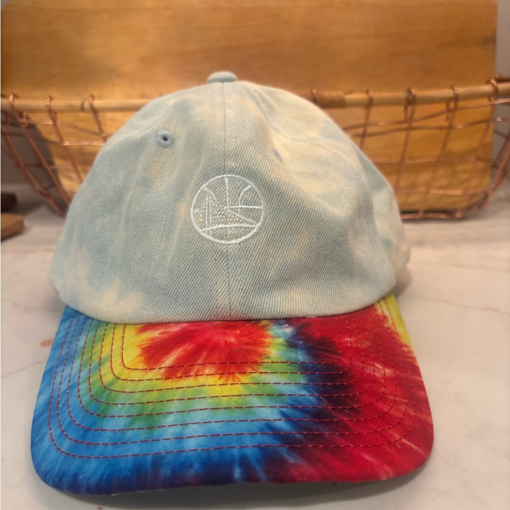 Warriors Mitchell & Ness Tie-Dye Cap - Blue and Multicolor